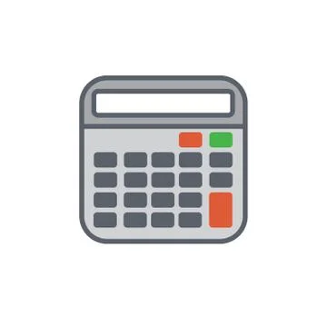 Vector icon or illustration with calculator in outline style Stock Illustration
