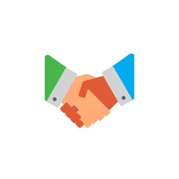 Vector icon or illustration with hand shake in material design style Stock Illustration