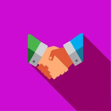 Vector icon or illustration with hand shake in flat design style Stock Illustration