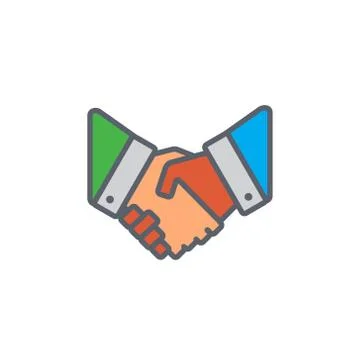 Vector icon or illustration with hand shake in outline style Stock Illustration