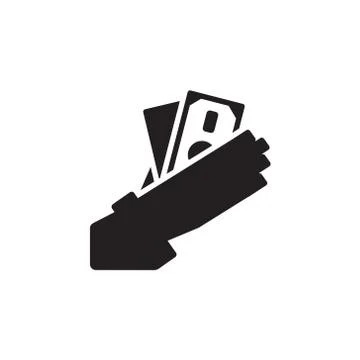Vector icon or illustration with hand holding cash in outline style Stock Illustration