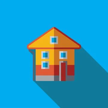 Vector icon or illustration with house in flat design style Illustrazione stock