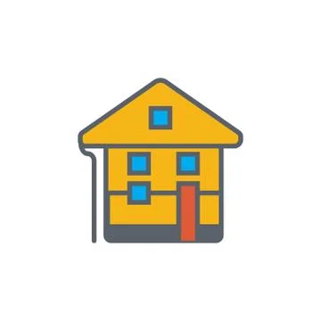 Vector icon or illustration with house in outline style Stock Illustration