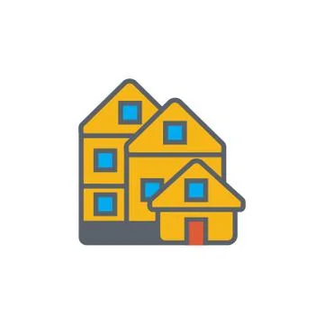 Vector icon or illustration with house in outline style Stock Illustration