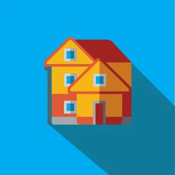 Vector icon or illustration with house in flat design style Stock Illustration