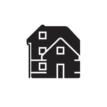 Vector icon or illustration with house in black color Stock Illustration