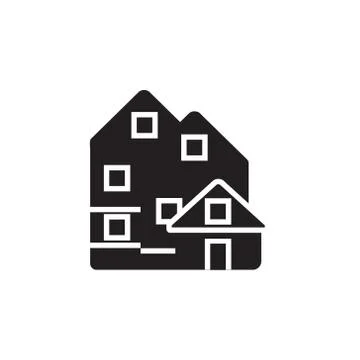 Vector icon or illustration with house in black color Stock Illustration