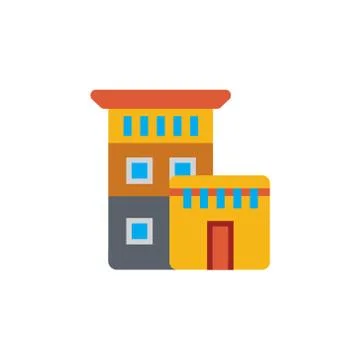 Vector icon or illustration with house in material design style Stock Illustration