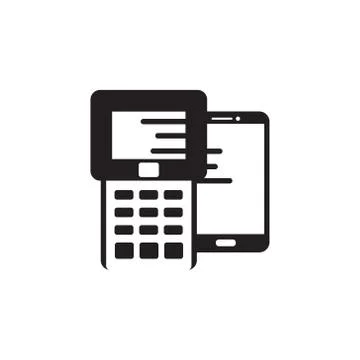 Vector icon or illustration with pay terminal and smart phone in black color Stock Illustration