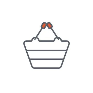 Vector icon or illustration with shopping basket in outline style Stock-Illustration