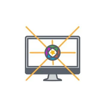 Vector icon or illustration showing internet advertise in outline design style Stock Illustration