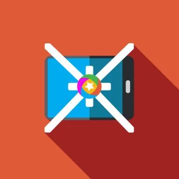 Vector icon or illustration showing mobile advertise in flat design style Illustrazione stock