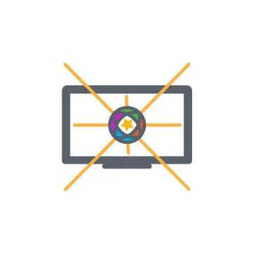 Vector icon or illustration showing tv advertise in outline style Stock Illustration