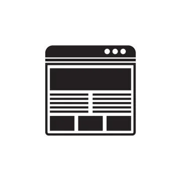 Vector icon or illustration showing web site in one color style Illustrazione stock