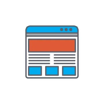 Vector icon or illustration showing web site in outline style Stock Illustration