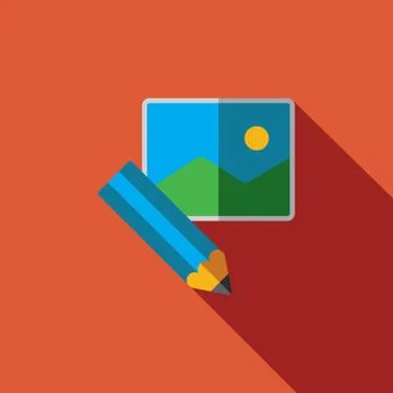 Vector icon or illustration showing text and image content in flat design style Illustrazione stock