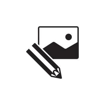 Vector icon or illustration showing text and image contentin one color style Stock Illustration