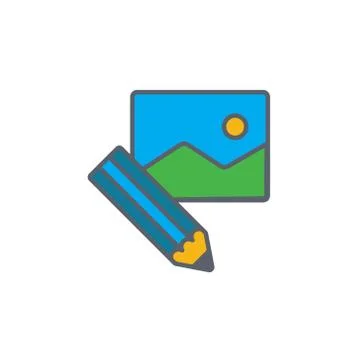 Vector icon or illustration showing text and image content in outline style Illustrazione stock