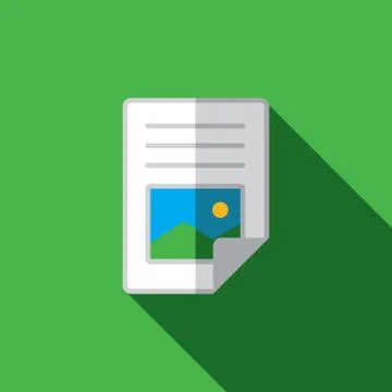 Vector icon or illustration showing text and image content in flat design style Stock Illustration