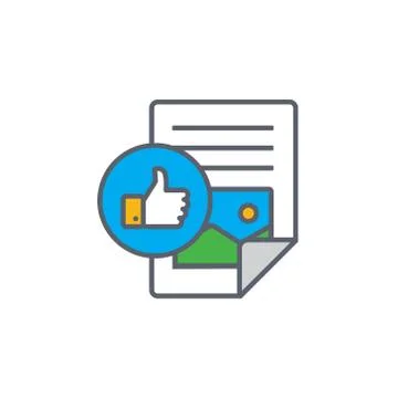 Vector icon or illustration showing text and image contentin outline style Stock Illustration