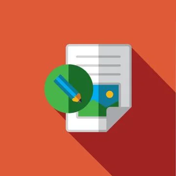 Vector icon or illustration showing text and image content in flat design style Stock-Illustration