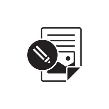 Vector icon or illustration showing text and image contentin one color style Stock Illustration