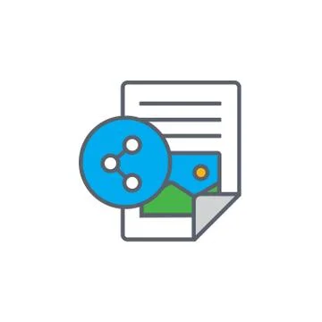 Vector icon or illustration showing text and image contentin outline style Stock Illustration