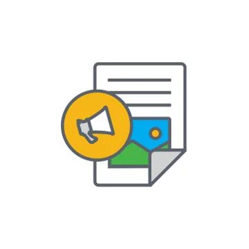 Vector icon or illustration showing text and image content in outline style Stock Illustration