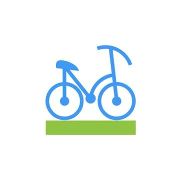 Vector icon or illustration showing bicycle in material design style Stock Illustration