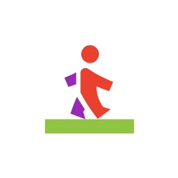 Vector icon or illustration showing walking human in material design style Stock Illustration