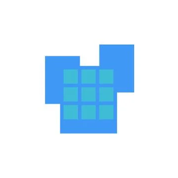 Vector icon or illustration showing office buildings in material design style Stock Illustration
