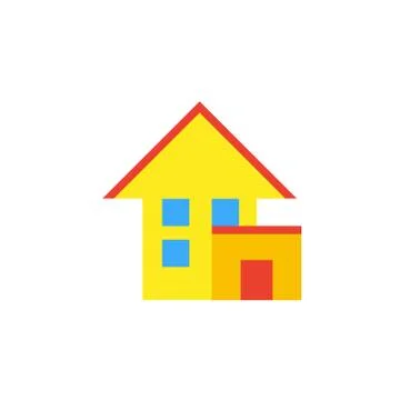 Vector icon or illustration showing cottage house in material design style Stock Illustration