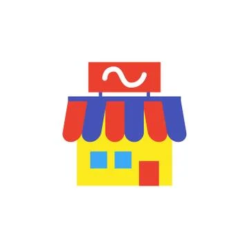 Vector icon or illustration showing store building in material design style Stock Illustration