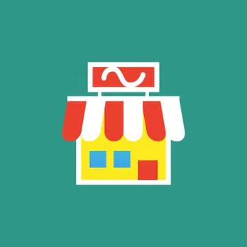 Vector icon or illustration showing store building in outline style Stock Illustration