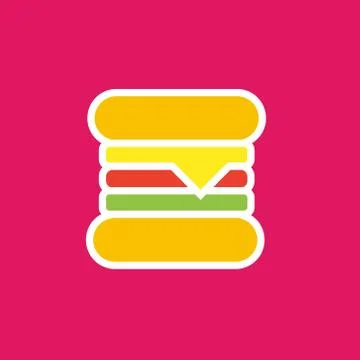 Vector icon or illustration showing hamburger in outline style Illustrazione stock