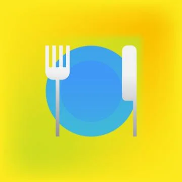 Vector icon or illustration showing plate, knife and fork in brutalism style Stock Illustration