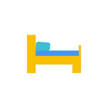 Vector icon or illustration showing bed in hotel room in material design style Stock-Illustration