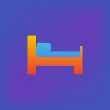 Vector icon or illustration showing bed in hotel room in brutalism style Illustrazione stock