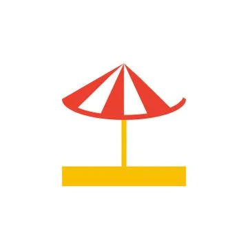 Vector icon or illustration showing umbrella on the sand in material design Stock Illustration