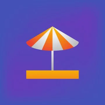 Vector icon or illustration showing umbrella on the sand in brutalism style Stock Illustration