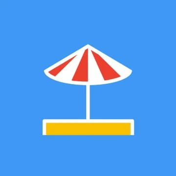 Vector icon or illustration showing umbrella on the sand in outline style Stock Illustration