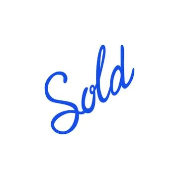 Vector icon or illustration with sold lettering word in material design style Illustrazione stock
