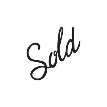 Vector icon or illustration with sold lettering word in black color Illustrazione stock