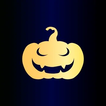 Vector Icon - Orange Jack Pumpkin on Blue Gradient Background Stock Illustration