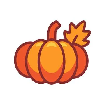 Vector icon of an orange pumpkin isolated on white background. Autumn Stock Illustration