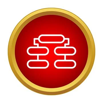 Vector icon of an organizational chart on a red button Stock Illustration