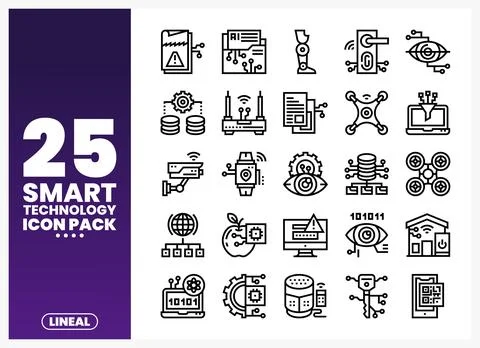 Vector icon pack featuring smart technology concepts Stock Illustration