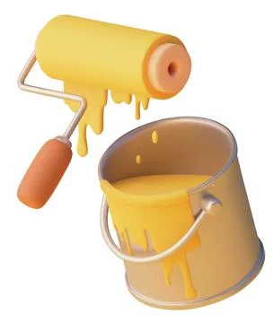 Vector icon. Paint can and paint roller Stock Illustration