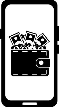 Vector icon of a phone with a wallet. Stock Illustration