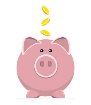 Vector icon of pig bank and coins Stock Illustration